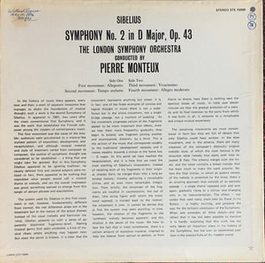 Sibelius*, The London Symphony Orchestra*, Monteux* : Symphony No. 2 In D Major, Op. 43 (LP, RE, RP)