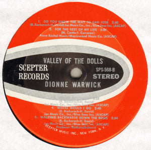Dionne Warwick : Valley Of The Dolls (LP, Album, Mon)