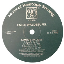 Laden Sie das Bild in den Galerie-Viewer, Emile Waldteufel*, Orchestra Of The Vienna Volksoper*, Franz Bauer-Theussl : Famous Waltzes (The Skaters, España, Estudiantina, And Others) (LP)
