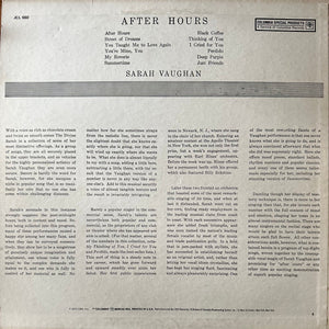 Sarah Vaughan : After Hours (LP, Album, Mono, RE)