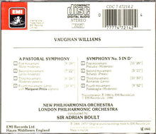 Load image into Gallery viewer, Vaughan Williams* - Sir Adrian Boult, New Philharmonia Orchestra, London Philharmonic Orchestra : A Pastoral Symphony (No. 3), Symphony No. 5  (CD, Comp)
