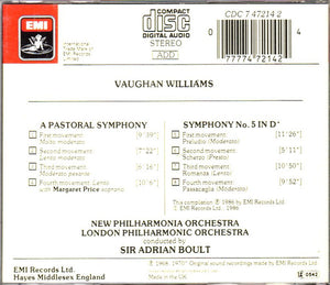 Vaughan Williams* - Sir Adrian Boult, New Philharmonia Orchestra, London Philharmonic Orchestra : A Pastoral Symphony (No. 3), Symphony No. 5  (CD, Comp)
