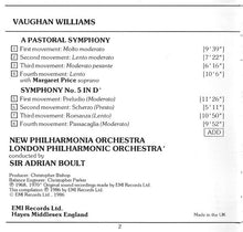 Charger l&#39;image dans la galerie, Vaughan Williams* - Sir Adrian Boult, New Philharmonia Orchestra, London Philharmonic Orchestra : A Pastoral Symphony (No. 3), Symphony No. 5  (CD, Comp)
