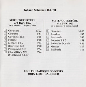 J.S. Bach*, English Baroque Soloists*, John Eliot Gardiner : Ouvertüren / Suites BWV 1066-1067 (CD, Album, RP)