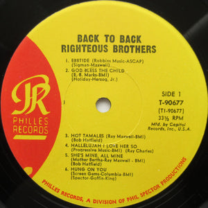 The Righteous Brothers : BACK TO BACK (LP, Mono, Club)