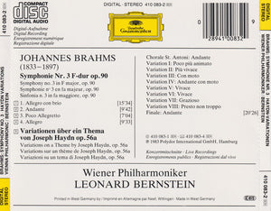 Brahms* - Wiener Philharmoniker, Leonard Bernstein : Symphonie No.3 / Haydn-Variationen (CD, Album)