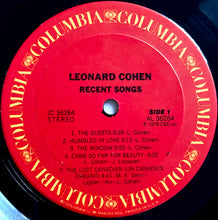 Laden Sie das Bild in den Galerie-Viewer, Leonard Cohen : Recent Songs (LP, Album, Ter)
