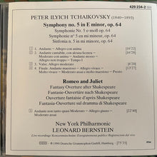 Laden Sie das Bild in den Galerie-Viewer, Tchaikovsky*, New York Philharmonic, Leonard Bernstein : Symphony No. 5 – Romeo &amp; Juliet (CD)
