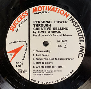 Elmer G. Leterman : Personal Power Through Creative Selling (LP, Album)