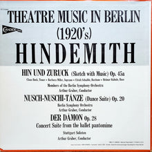 Load image into Gallery viewer, Hindemith* : Theatre Music In Berlin (1920&#39;s) (LP)
