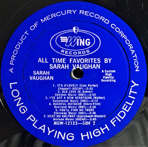 Sarah Vaughan : All Time Favorites By (LP, Album, Comp, Mono)