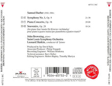 Load image into Gallery viewer, Samuel Barber - John Browning (2), Saint Louis Symphony Orchestra, Leonard Slatkin : Symphony No. 1 / Piano Concerto (CD, Album)
