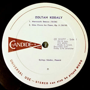 Kodaly* – György Sándor : Works For Piano (Complete) (LP, RE)