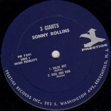 Laden Sie das Bild in den Galerie-Viewer, Sonny Rollins, Clifford Brown And Max Roach : 3 Giants! (LP, Album, Mono, RE)
