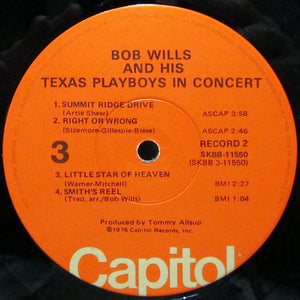 Bob Wills & His Texas Playboys : In Concert (2xLP, Album, Win)