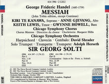 Charger l&#39;image dans la galerie, Handel* – Kiri Te Kanawa • Anne Gjevang • Keith Lewis (4) • Gwynne Howell, Chicago Symphony Orchestra And Chorus*, Sir Georg Solti* : Messiah (2xCD, Album, Sli)
