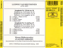 Load image into Gallery viewer, Ludwig van Beethoven, Wiener Philharmoniker, Claudio Abbado : Symphonien Nos. 2 &amp; 5 (CD, Album, PDO)
