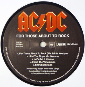 AC/DC : For Those About To Rock (We Salute You) (LP, Album, RE, RM, 180)