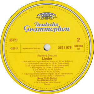 Richard Strauss - Bernd Weikl ▪ Cord Garben : Lieder (LP)
