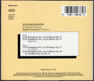 Rachmaninoff*, Philadelphia Orchestra*, Eugene Ormandy : The Three Symphonies / Vocalise (2xCD, Comp, RE, RM)