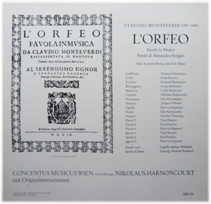 Claudio Monteverdi, Capella Antiqua*, Concentus Musicus Wien, Nikolaus Harnoncourt : L'Orfeo, Favola In Musica (3xLP + Box)