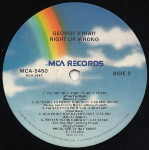 George Strait : Right Or Wrong (LP, Album, Glo)