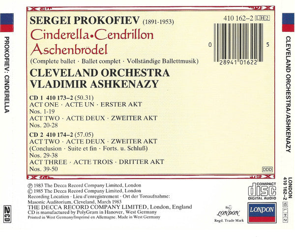 Charger l'image dans la galerie, Prokofiev*, Vladimir Ashkenazy • Cleveland Orchestra* : Cinderella = Aschenbrödel, Complete Ballet (2xCD, Album, RE)