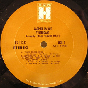 Carmen McRae : Yesterdays (LP, Album, RE)