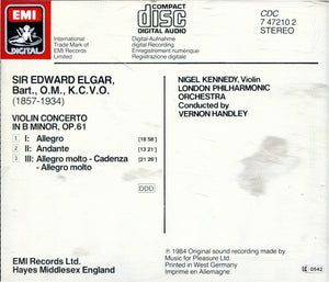 Elgar*, Nigel Kennedy, London Philharmonic Orchestra, Vernon Handley : Violin Concerto (CD, Album)