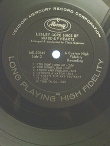 Lesley Gore : Lesley Gore Sings Of Mixed-Up Hearts (LP, Album, Mono)