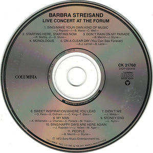 Barbra Streisand : Live Concert At The Forum (CD, Album, RE, RM)