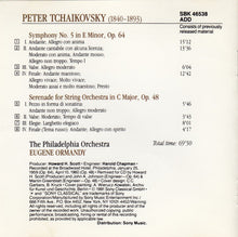 Laden Sie das Bild in den Galerie-Viewer, Tchaikovsky* - Eugene Ormandy, The Philadelphia Orchestra : Symphony No. 5 • Serenade For Strings (CD, Comp)
