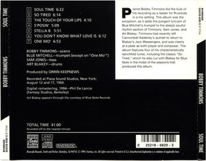 Bobby Timmons With Art Blakey, Blue Mitchell & Sam Jones : Soul Time (CD, Album, RE, RM)