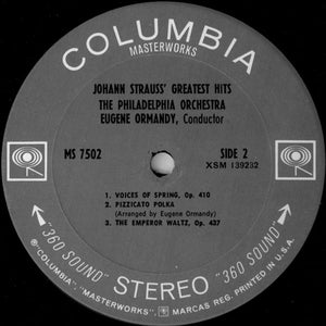 Johann Strauss* - Philadelphia Orchestra*, Eugene Ormandy : Johann Strauss' Greatest Hits (LP, Comp)