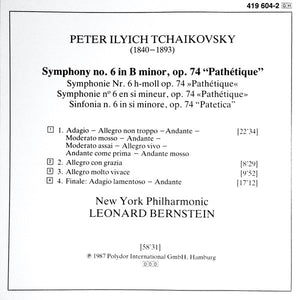 Peter Tchaikovsky*, New York Philharmonic • Leonard Bernstein : Symphony No.6 "Pathétique" (CD, Album)