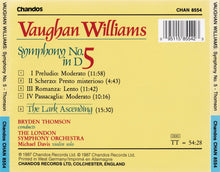 Laden Sie das Bild in den Galerie-Viewer, Vaughan Williams*, Bryden Thomson, The London Symphony Orchestra*, Michael Davis (5) : Symphony No. 5 In D / The Lark Ascending (CD, Album)
