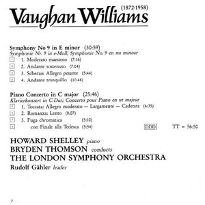 Vaughan Williams* - Howard Shelley, Bryden Thomson, The London Symphony Orchestra* : Symphony No. 9 In E Minor / Piano Concerto (CD)