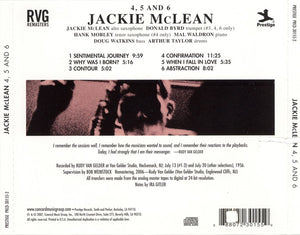 Jackie McLean : 4, 5 And 6 (CD, Album, RE, RM)