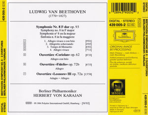 Ludwig van Beethoven, Berliner Philharmoniker, Herbert von Karajan : Symphonie No. 8 • Ouvertüren »Fidelio • Leonore III • Coriolan« (CD, Album, RE, RM, PMD)