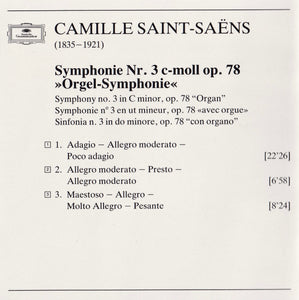 Camille Saint-Saëns, Pierre Cochereau • Berliner Philharmoniker, Herbert von Karajan : Symphonie No. 3 »Organ = Orgel-Symphonie = Avec Orgue« (CD, Album)