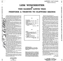 Laden Sie das Bild in den Galerie-Viewer, Lem Winchester And The Ramsey Lewis Trio : Perform A Tribute To Clifford Brown (LP, Album, Mono)
