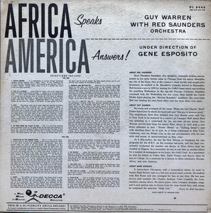 Guy Warren With Red Saunders Orchestra*  Under Direction Of Gene Esposito : Africa Speaks America Answers (LP, Album, Mono, Mic)