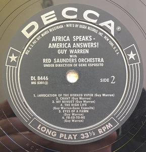 Guy Warren With Red Saunders Orchestra*  Under Direction Of Gene Esposito : Africa Speaks America Answers (LP, Album, Mono, Mic)