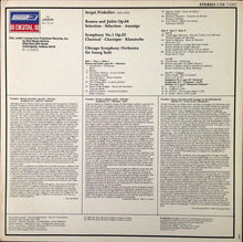 Charger l&#39;image dans la galerie, Prokofiev* - Chicago Symphony Orchestra, Sir Georg Solti* : Romeo &amp; Juliet Selection / Symphony No.1 Classical (LP, Album, Club, RCA)
