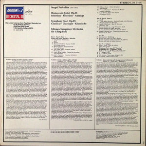 Prokofiev* - Chicago Symphony Orchestra, Sir Georg Solti* : Romeo & Juliet Selection / Symphony No.1 Classical (LP, Album, Club, RCA)