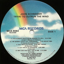 Load image into Gallery viewer, John Schneider : Tryin' To Outrun The Wind (LP, Album, Glo)
