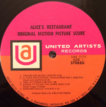 Laden Sie das Bild in den Galerie-Viewer, Arlo Guthrie, Garry Sherman : Alice's Restaurant (Original Motion Picture Score) (LP, Album, Var)
