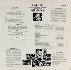 North Texas State University Jazz Lab Band*, Leon Breeden : Lab '75! (LP, Album)