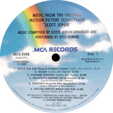 Load image into Gallery viewer, Dick Hyman : Scott Joplin - Original Motion Picture Soundtrack (LP, Album, Pin)
