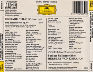 Richard Strauss - Karajan*, Berliner Philharmoniker : Eine Alpensinfonie = An Alpine Symphony = Une Symphonie Alpestre (CD, Album, RE)